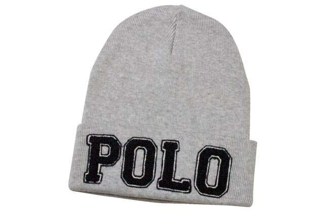 ポロラルフローレン ニット帽 メンズ POLO RALPH LAUREN "POLO" COTTON HAT (6F0435/015)ポロラルフローレン/ニットキャップ/ライトグレー