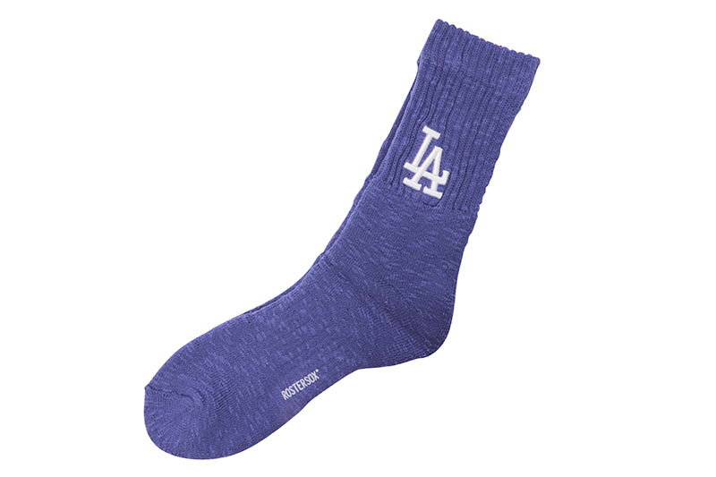 楽天GROW AROUND グロウアラウンドMLB x ROSTER SOX LOS ANGELES DODGERS SOCKS （DARK BLUE） MLB-128エムエルビー/ロースター/オフィシャルライセンス/ロサンゼルスドジャース/MADE IN JAPAN/日本製/ソックス/インナーウェア/メンズ/シンプル/プレーン/ベストセラー/定番/分厚い/丈夫/靴下/ダークブルー