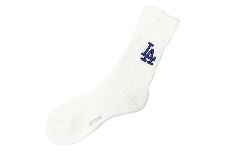 楽天GROW AROUND グロウアラウンドMLB x ROSTER SOX LOS ANGELES DODGERS SOCKS （WHITE） MLB-128エムエルビー/ロースター/オフィシャルライセンス/ロサンゼルスドジャース/MADE IN JAPAN/日本製/ソックス/インナーウェア/メンズ/シンプル/プレーン/ベストセラー/定番/分厚い/丈夫/靴下/ホワイト