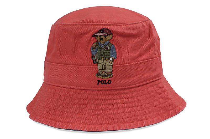 POLO RALPH LAUREN FISHING BEAR BUCKET HAT (710900276002:RED REEF)ポロラルフローレン/バケットハット/レッド