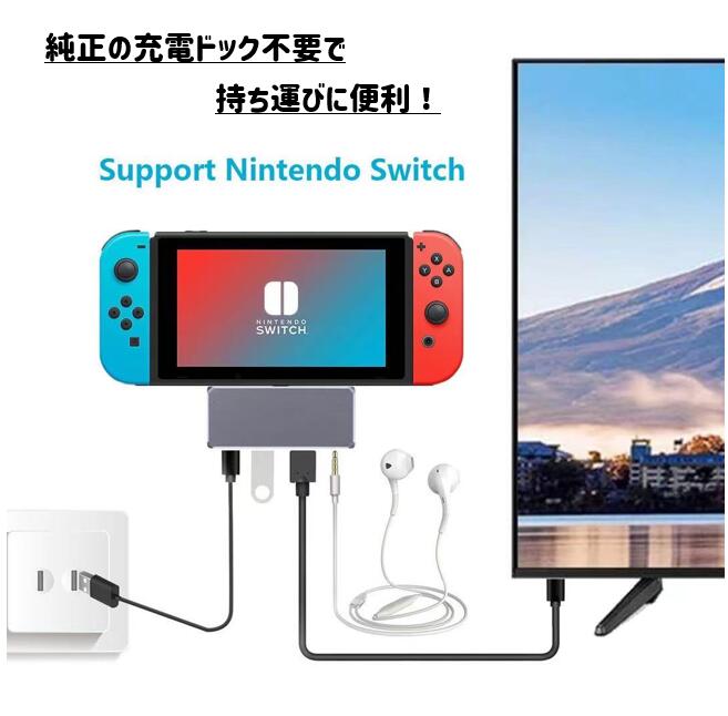 【6in1】USBType-CハブHDMI4KUSB3.0PD87w対応SD/microSDカードリーダー薄型軽量アルミ合金USB変換アダプターMacBookノートパソコンノートPCsurfaceiPadAir4Pro2018/2020Android対応多機能変換アダプターPCSwitchモニターディスプレイ