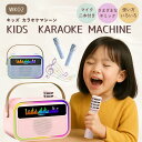 カラオケ カラオケセット スピーカー 家庭用 室内遊び マイク 2本 ミニカラオケ 持ち運び コンパクト マイク2本付き 無線マイク 1人 2人 デュエット 兄弟 家族 友達 Bluetooth対応 Android iPhone 対応 ボイスチェンジ LED シンプル デザインおうち時間 プレゼント ギフト