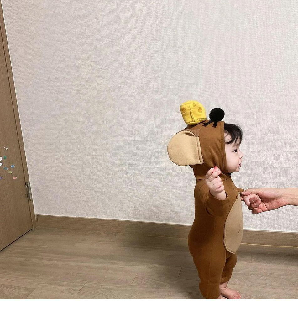 【一部即納】ハロウィン コスプレ 子供 ベビー キッズ 赤ちゃん 男の子 女の子 仮装 着ぐるみ クリスマス コスプレ服 ロンパース カバーオール ハロウィーン仮装 ネズミ 可愛い ねずみ 秋服 耳付き チーズ ケーキ ルームウェア 部屋着 66 73 80 90