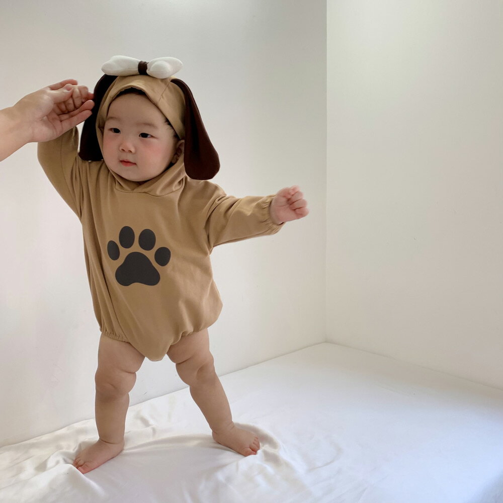 ベビー ベビー服 男の子 キッズ ロンパース 犬ちゃんロンパース カバーオール 子供服 新生児 長袖 着ぐるみ 赤ちゃん ハロウィン コスプレ 仮装 キャラクター 変身 帽子付き 動物 かわいい ベビー 出産祝い 記念撮影