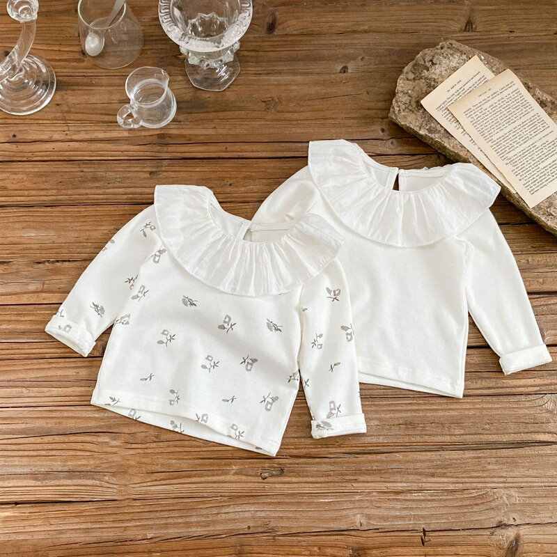 キッズ ベビー 女の子 カットソー ベビー服 長袖 Tシャツ ブラウス トップス フリ...