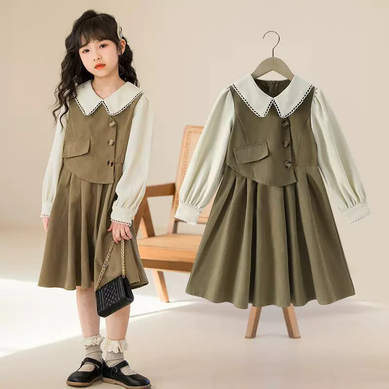 Rakuten - キッズ ワンピース 女の子 入学式スーツ 切替え レイヤード風 フォーマル 子供 ワンピース カジュアル ナチュラル 入園式 卒園式 子供服 春 卒業スーツ フォーマルスーツ 可愛い 小学生 中学生 結婚式