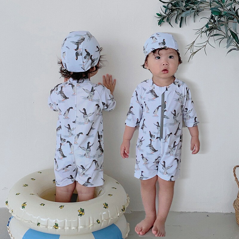 ベビー水着 男の子 キッズ ベビー 水着 UVカット ロンパース 水着 動物 ロンパース...