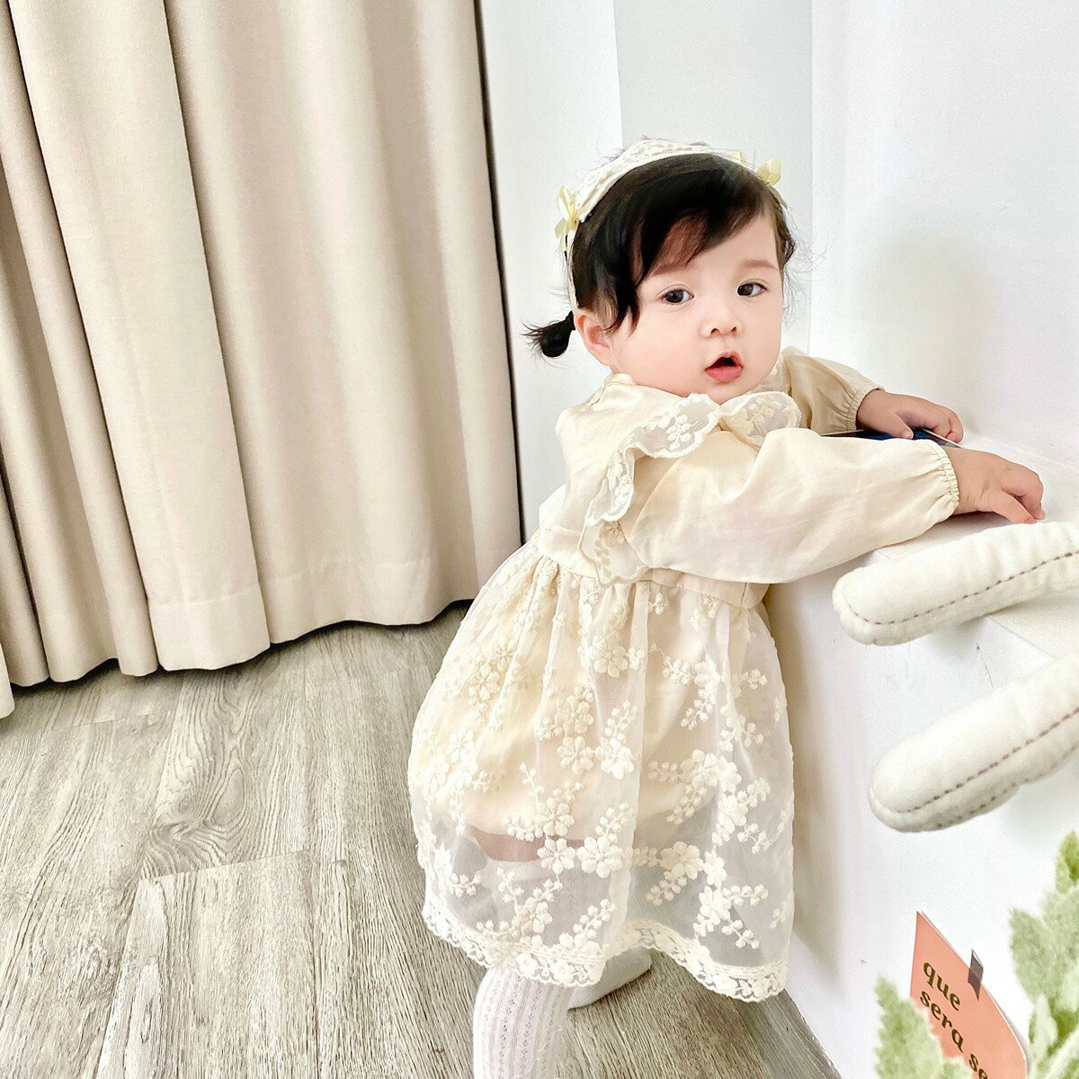 ベビー 女の子 ベビードレス 赤ちゃん 服 ロンパース キッズ ベビー レース ワンピ...