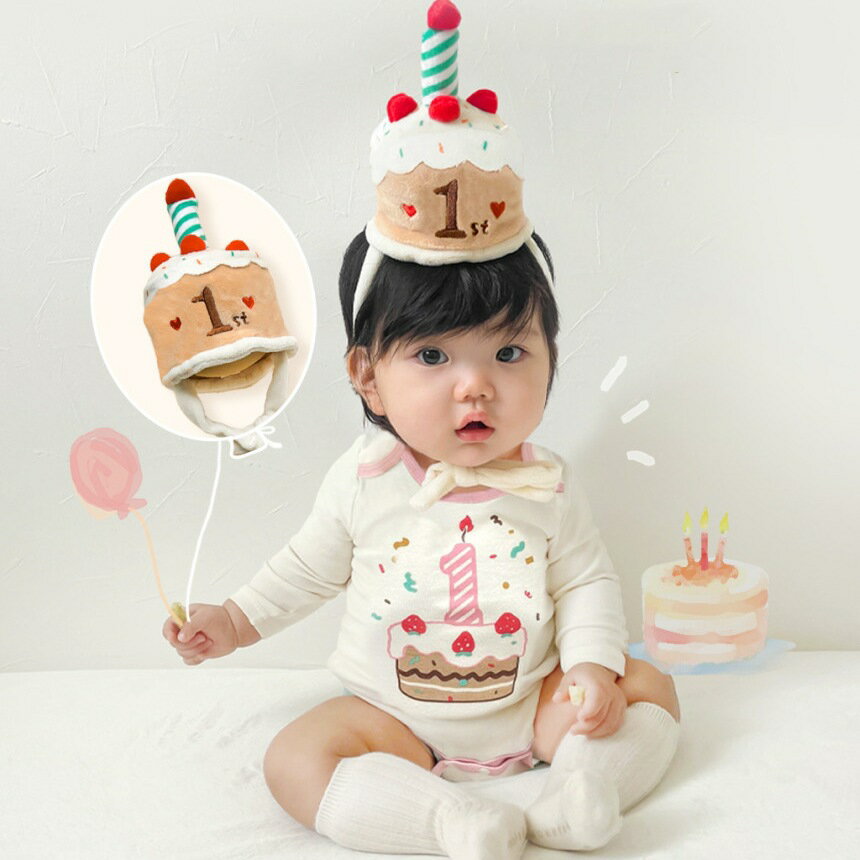 ベビー ロンパース 誕生日 ロンパース バースデー ハット 2点セット 長袖 男の子 女の子 カバーオール 子供服 赤ちゃん 誕生日 パーティ― パーティーハット 1歳 こども 子ども 新生児 出産祝い ギフト ベビー服 可愛い 晴れ着 出産準備 80 90cm 飾り 3