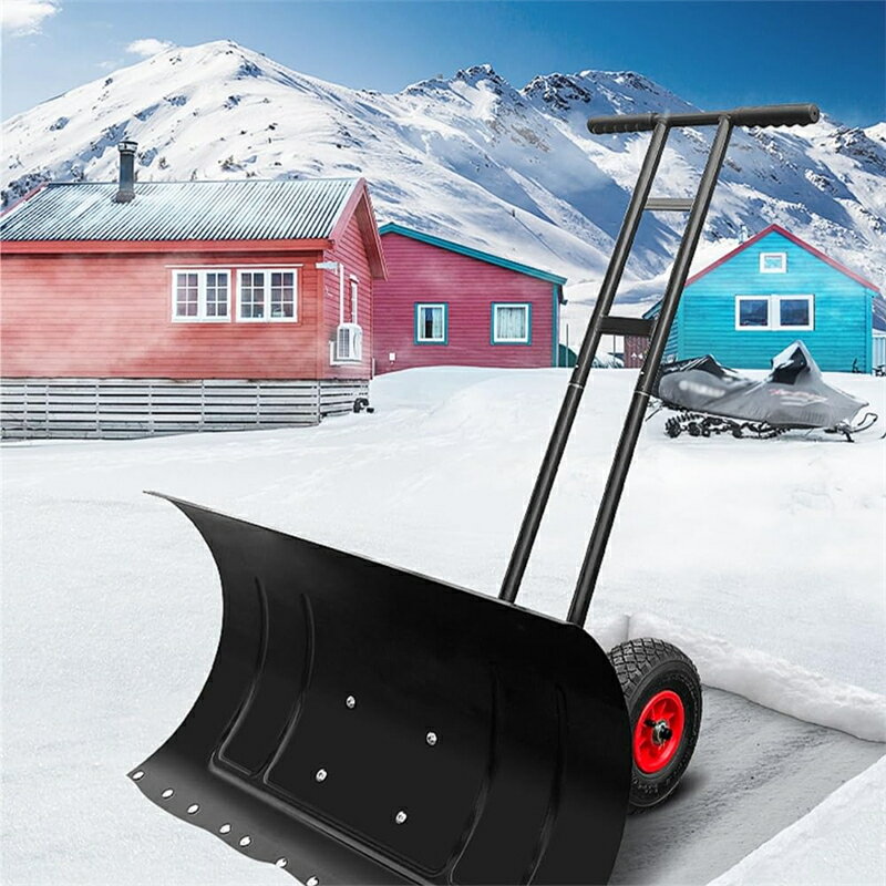 雪かき 雪かき機スコップ 角度調節可能 高さ調整可能 手押し式除雪機 車輪付き 大面積ブレード 省力設計 家庭用雪かき道具 耐摩耗性