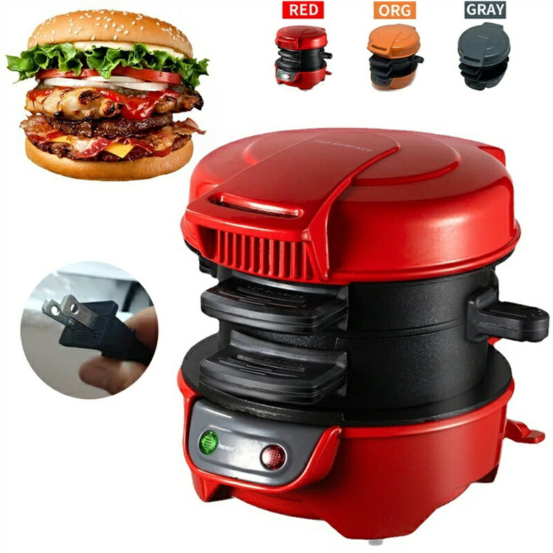 送料無料 ハンバーガー ハンバーガー焼き機サンドイッチ製造機台所用具両面加熱製造機朝食デザートハンバーガーメーカー