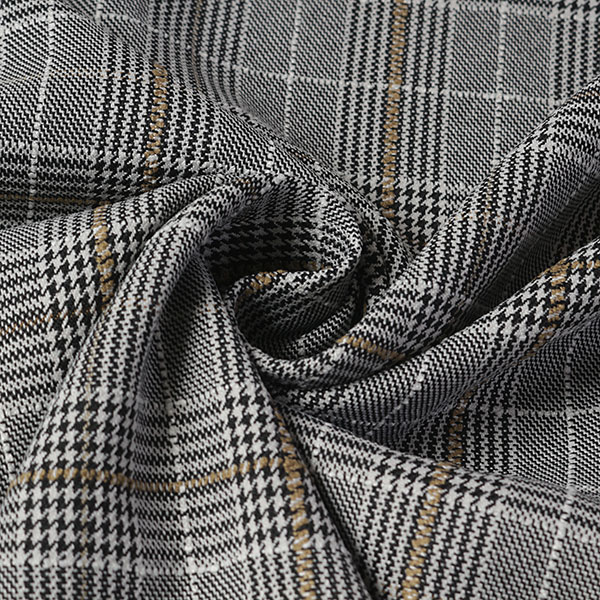 人造纖維 - 【1.3m：はぎれ】【生地幅：145cm】ポリエステル先染めグレンチェックリングペーン【カラー：黒グレーチェック】[プリント・チェック][服地・生地・布][グレー系][TNGP6013]【品番：f0766】