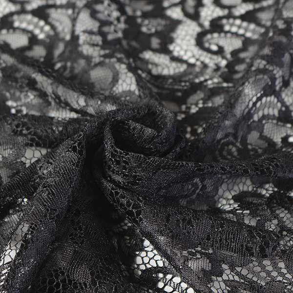 通常価格2200円→1650円にお値下げ★価格は3m分なので1m分お得な割引はぎれ★【4m：はぎれ】【生地幅：100cm】ポリエステルラッセルレース【カラー：黒レース】[レース生地][服地・生地・布][ブラック系][TNGP4102]【品番：j0740】