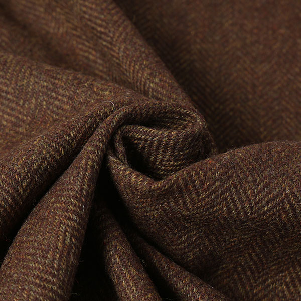 通常価格132円→99円にお値下げ★【1m以上/10cm単位】【生地幅：150cm】TOP杢ウールドビーヘリンボンピーチ【カラー：ブラウン】[プリン..