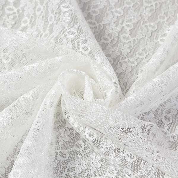 【1m以上/10cm単位】【生地幅：145cm】ポリエステルラッセル小花柄レース【カラー：白レース】[レース生地][服地・生地・布][ホワイト系][TNGP5012]【品番：ka0159】