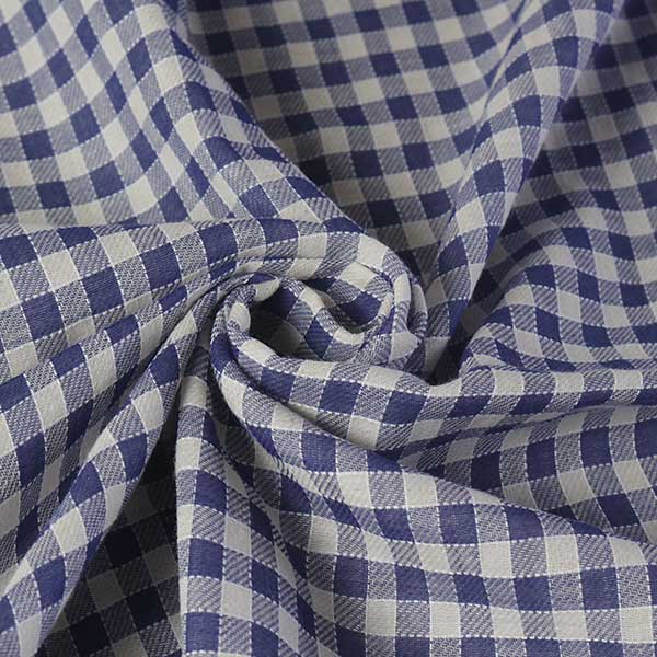 Checkered - 【1m以上/10cm単位】【生地幅：110cm】コットン麻先染ダブルフェイスステッチギンガム【カラー：紺白チェック】[プリント・チェック][服地・生地・布][ネイビー系][TNGP4042]【品番：md0402】