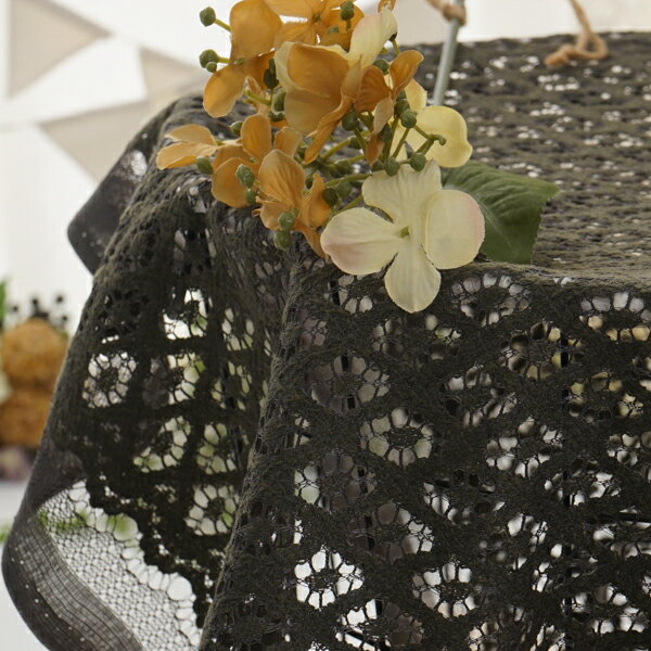 【1m以上/10cm単位】【生地幅：130cm】ポリエステルラッセルスカラ花柄レース【カラー：オリーブ】[GR]..