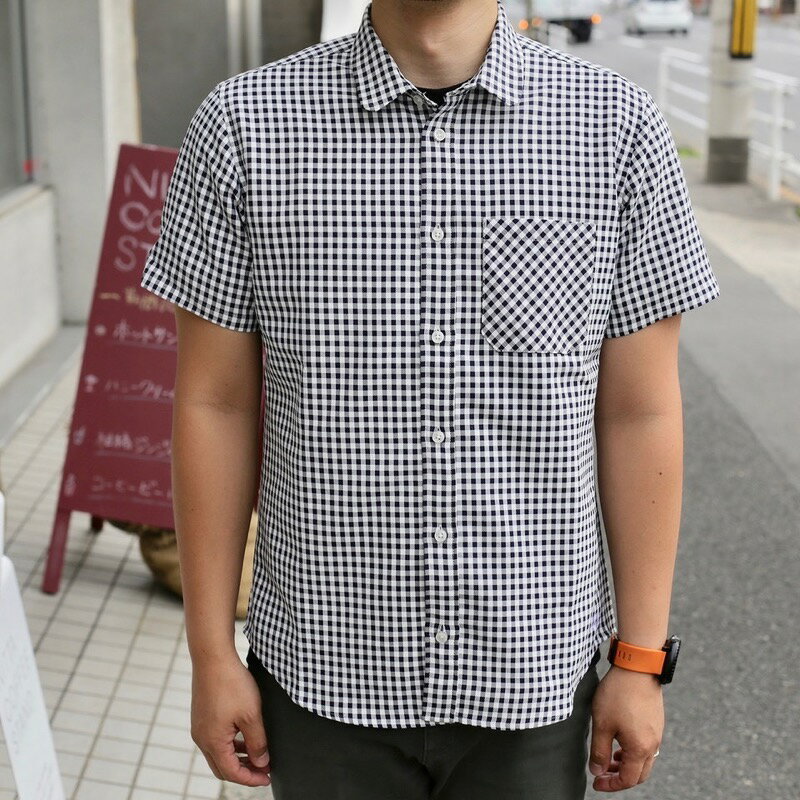 narifuri メッシュインナーギンガム半袖シャツ NF4018 ナリフリ カジュアルサイクリスト 街乗り コミューター クロスバイク コーヒーライド【40%】