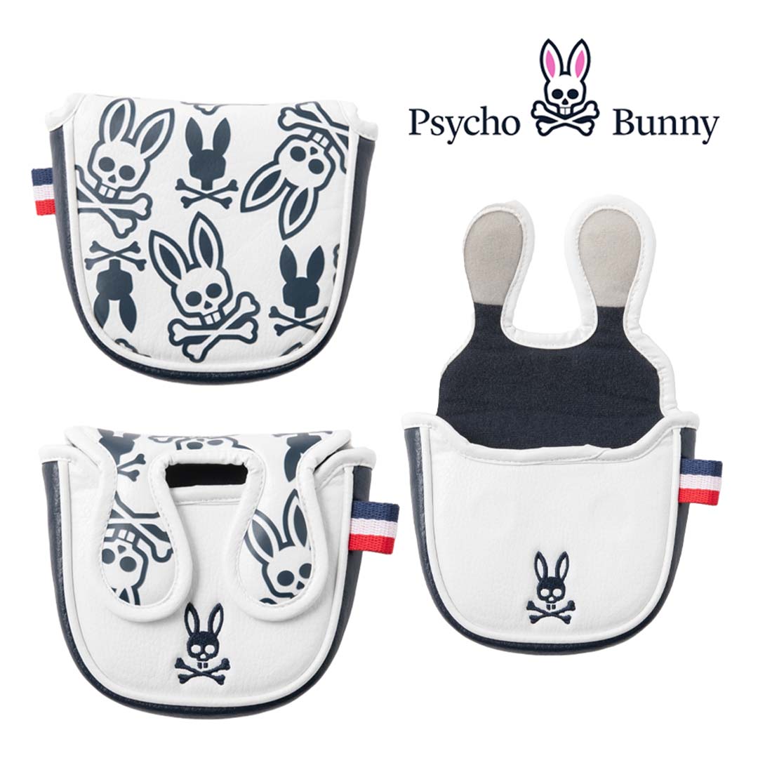 【商品明細】 ●ブランド：サイコバニーゴルフ ●品番（モデル）：PBMG5FH5 ●素材：合成皮革(PU) ●カラー：ホワイト ●サイズ：パタータイプ：マレット型 合皮を使用したマレット型用パターカバー。 モノグラムのプリントと、バニーの刺繍がポイント。