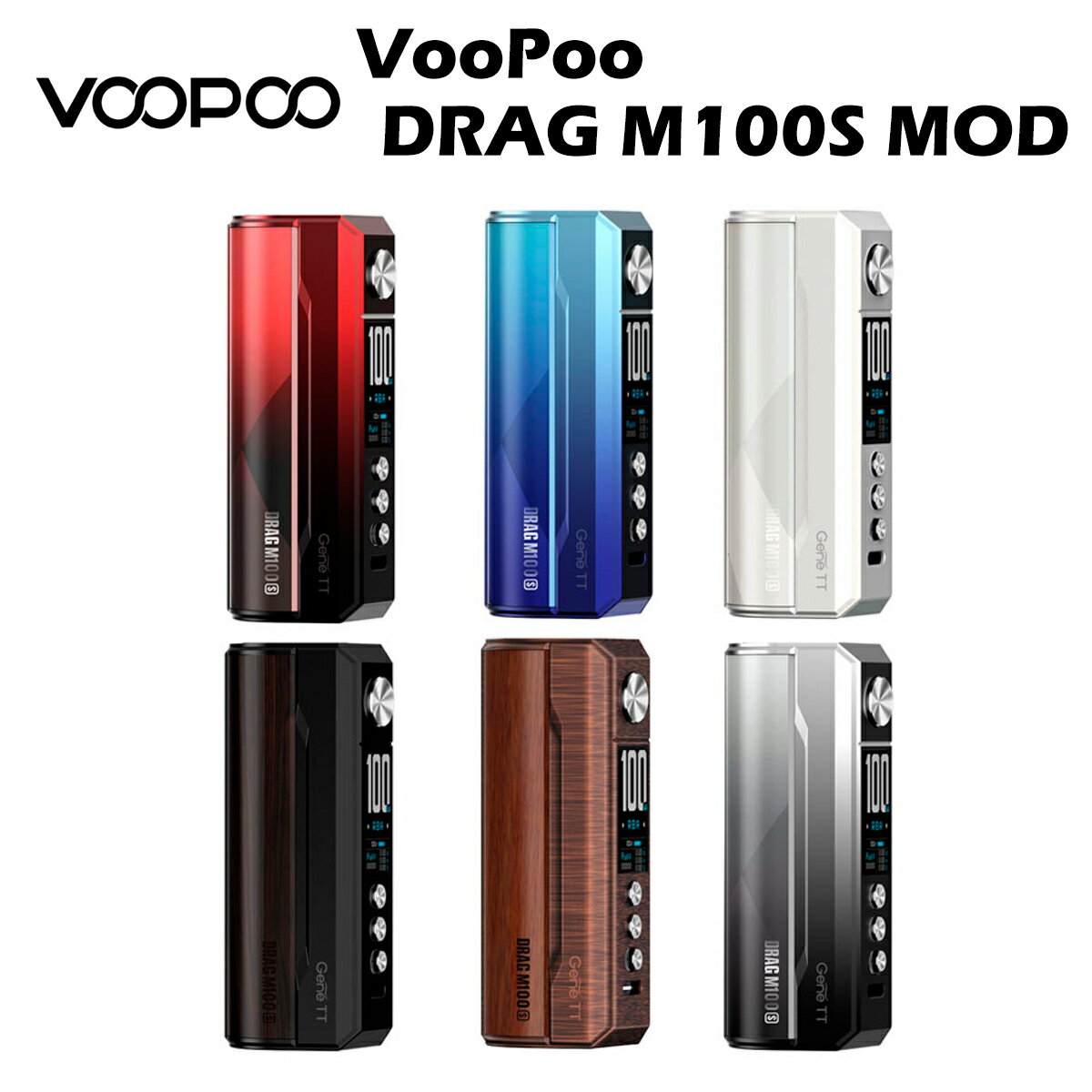 VOOPOO DRAG M100S MOD 100W  ֡ס ɥå å Ķ ŻҥХ ٥ gene type-c 2.5A 18650...