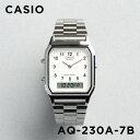 【10年保証】CASIO STANDARD カシオ スタンダード AQ-230A-7BMQ 腕時計 時計 ブランド メンズ レディース キッズ 子供 男の子 女の子 チープカシオ チプカシ アナデジ 日付 シルバー ホワイト 白 メタル ギフト プレゼント