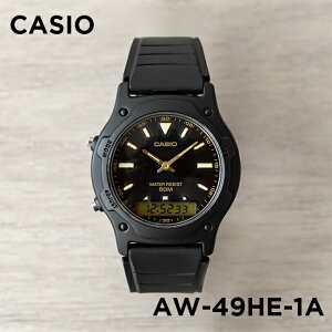 【10年保証】【日本未発売】CASIO カシオ スタンダード AW-49HE-1A 腕時計 メンズ レディース キッズ 子供 男の子 女の子 チープカシオ チプカシ アナデジ 日付 ブラック 黒 ゴールド 金 海外モデル