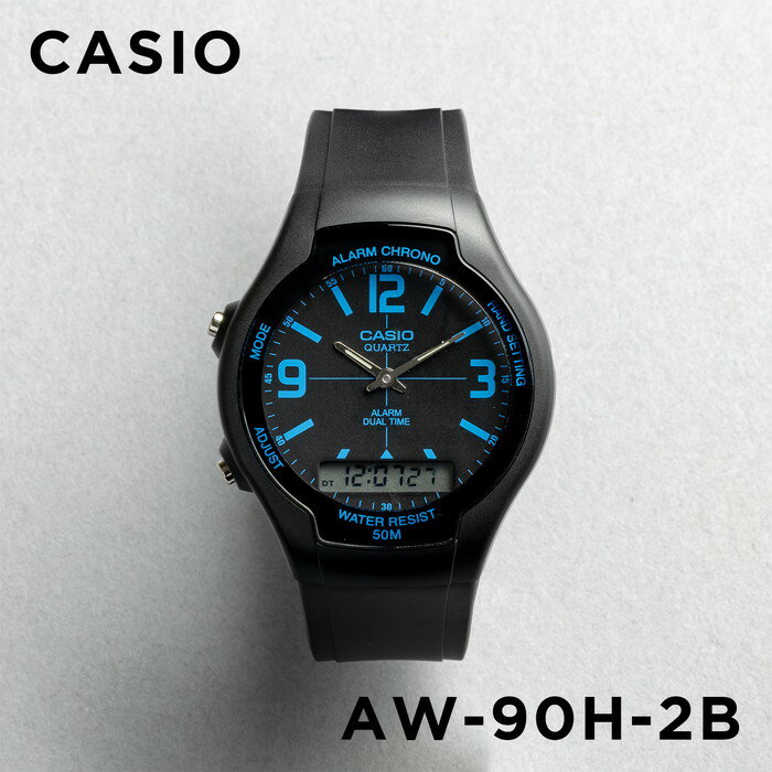 【10年保証】【日本未発売】CASIO カシオ スタンダード AW-90H-2B 腕時計 メンズ レディース キッズ 子供 男の子 女の子 チープカシオ チプカシ アナデジ 日付 ブラック 黒 ブルー 青 海外モデル