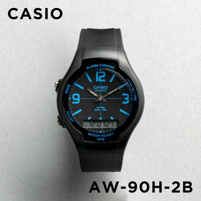 【10年保証】【日本未発売】CASIO STANDARD カシオ スタンダード AW-90H-2B 腕時計 時計 ブランド メンズ レディース キッズ 子供 男の子 女の子 チープカシオ チプカシ アナデジ 日付 カレンダー ブラック 黒 ブルー 青 海外モデル ギフト プレゼント