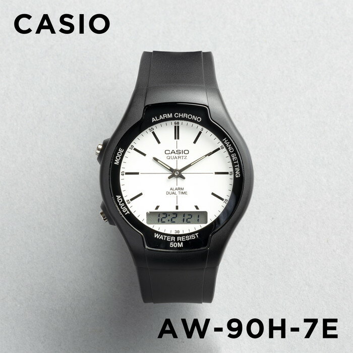 カシオ 腕時計 女の子 【10年保証】【日本未発売】CASIO STANDARD カシオ スタンダード AW-90H-7E 腕時計 時計 ブランド メンズ レディース キッズ 子供 男の子 女の子 チープカシオ チプカシ アナデジ 日付 カレンダー ブラック 黒 ホワイト 白 海外モデル ギフト プレゼント