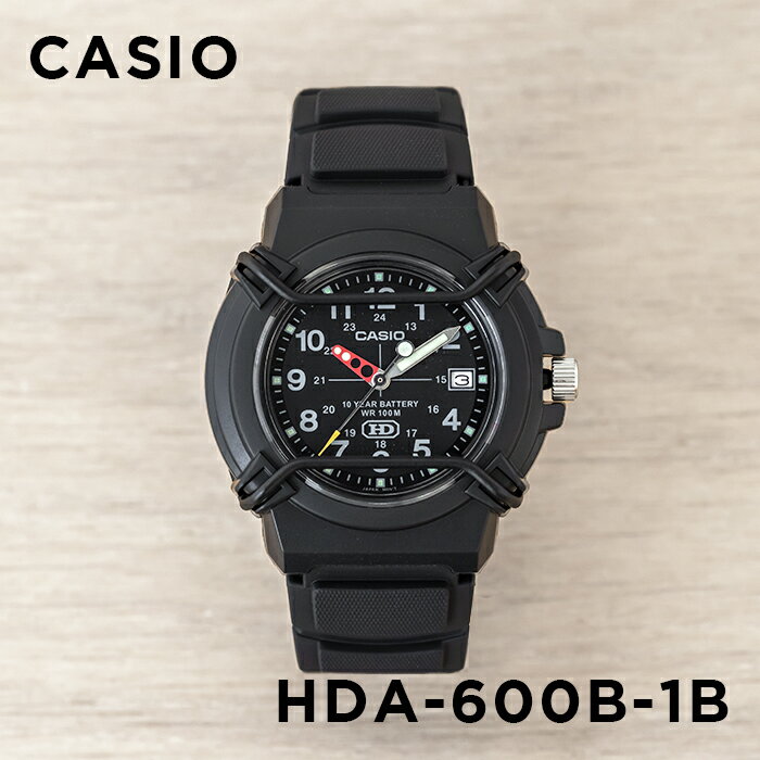 【10年保証】CASIO SPORTS カシオ スポーツ HDA-600B-1B 腕時計 時計 ブランド メンズ レディース キッズ 子供 男の子 女の子 チープカシオ チプカシ アナログ 日付 カレンダー 防水 ブラック 黒 ギフト プレゼント