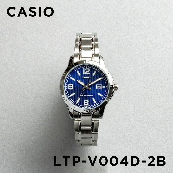 【10年保証】【日本未発売】CASIO STANDARD カシオ スタンダード LTP-V004D-2B 腕時計 時計 ブランド レディース キッズ 子供 女の子 チープカシオ チプカシ アナログ 日付 シルバー ネイビー 海外モデル メタル ギフト プレゼント