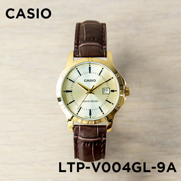 【10年保証】CASIO STANDARD ANALOGUE LADYS カシオ スタンダード アナログ レディース LTP-V004GL-9A 腕時計 キッズ 子供用 女の子 チープカシオ チプカシ プチプラ ブラウン 茶 ゴールド 金 レザー 革ベルト 海外モデル