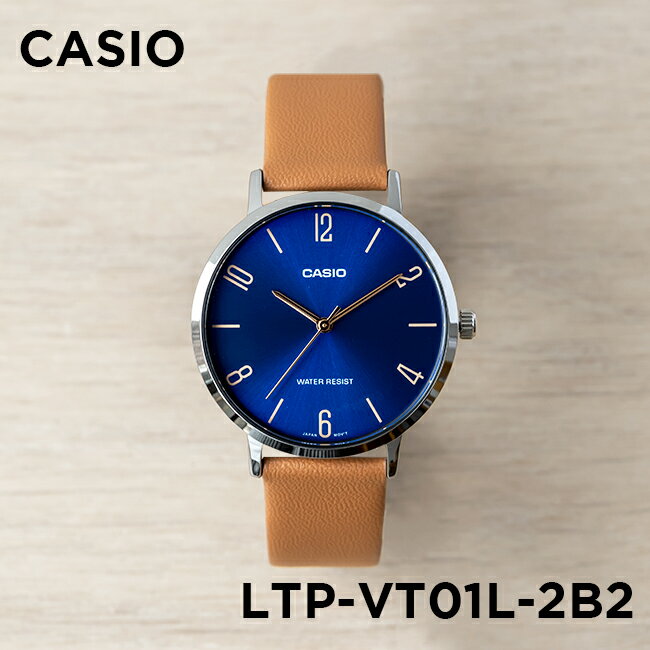 カシオ スタンダード  腕時計 レディース（就活向き） 【10年保証】【日本未発売】CASIO STANDARD カシオ スタンダード LTP-VT01L-2B2 腕時計 時計 ブランド レディース キッズ 子供 女の子 チープカシオ チプカシ アナログ ネイビー ブラウン 茶 レザー 革ベルト 海外モデル ギフト プレゼント