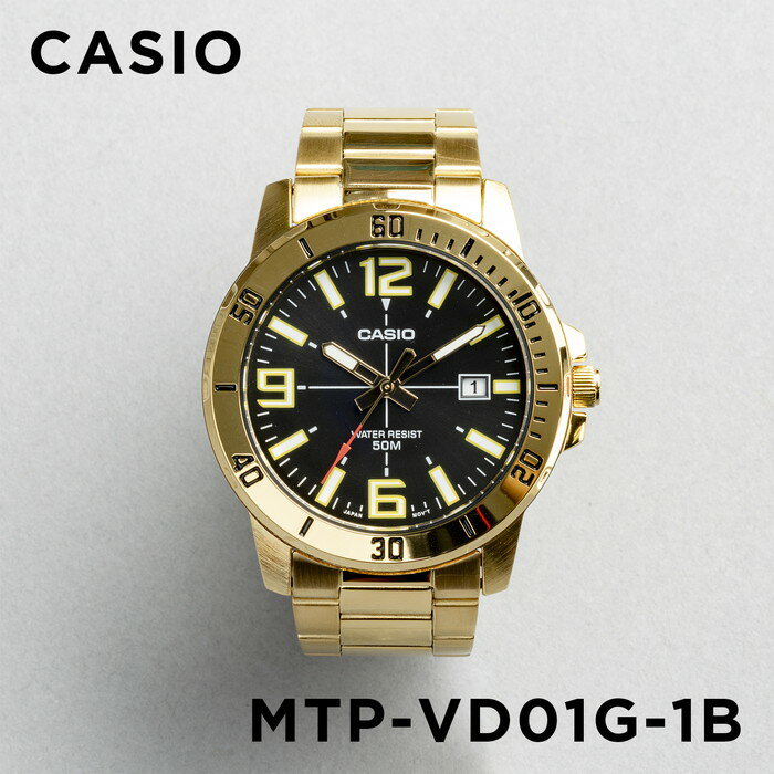 【10年保証】【日本未発売】CASIO STANDARD カシオ スタンダード MTP-VD01G-1B 腕時計 時計 ブランド メンズ キッズ 子供 男の子 チープカシオ チプカシ アナログ 日付 ゴールド 金 ブラック 黒 海外モデル メタル ギフト プレゼント