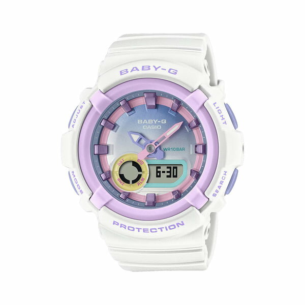 【10年保証】【日本未発売】CASIO BABY-G カシオ ベビーG BGA-280PM-7A 腕時計 時計 ブランド レディース キッズ 子供 女の子 アナデジ 日付 カレンダー 防水 ホワイト 白 パープル 紫 ブルー 青 海外モデル ギフト プレゼント