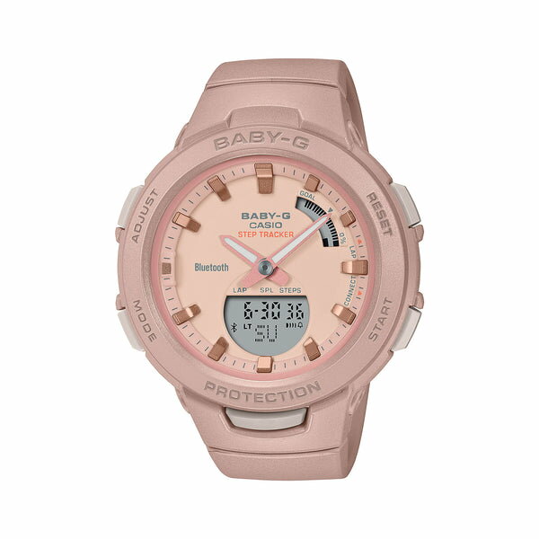 カシオ 腕時計 女の子 【10年保証】CASIO BABY-G カシオ ベビーG BSA-B100CS-4A 腕時計 時計 ブランド レディース キッズ 子供 女の子 アナデジ ブルートゥース スマホ 連動 歩数計 万歩計 タイマー 日付 防水 ピンク ピンクベージュ 薄型 ギフト プレゼント