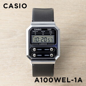 【10年保証】【日本未発売】CASIO STANDARD カシオ スタンダード A100WEL-1A 腕時計 時計 ブランド メンズ レディース キッズ 子供 男の子 女の子 チープカシオ チプカシ デジタル 日付 カレンダー ブラック 黒 レザー 革ベルト 海外モデル ギフト プレゼント