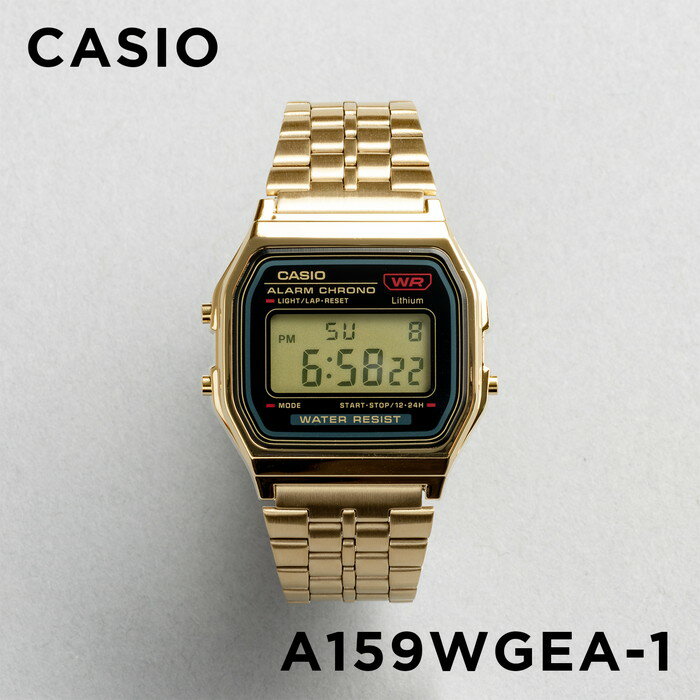 【10年保証】CASIO カシオ スタンダード A159WGEA-1 腕時計 メンズ レディース キッズ 子供 男の子 女の子 チープカシオ チプカシ デジタル 日付 ゴールド 金 ブラック 黒