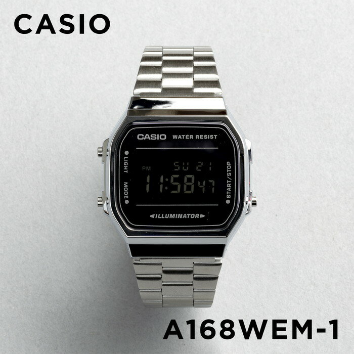 楽天つきのとけいてん【10年保証】【日本未発売】CASIO STANDARD カシオ スタンダード A168WEM-1 腕時計 時計 ブランド メンズ レディース キッズ 子供 男の子 女の子 チープカシオ チプカシ デジタル 日付 ブラック 黒 シルバー フルメタル 海外モデル ギフト プレゼント