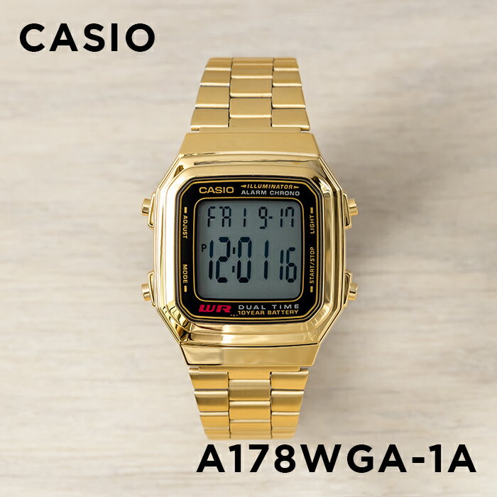 【10年保証】【日本未発売】CASIO カシオ スタンダード A178WGA-1A 腕時計 メンズ レディース キッズ 子供 男の子 女の子 チープカシオ チプカシ デジタル 日付 ゴールド 金 ブラック 黒 海外モデル