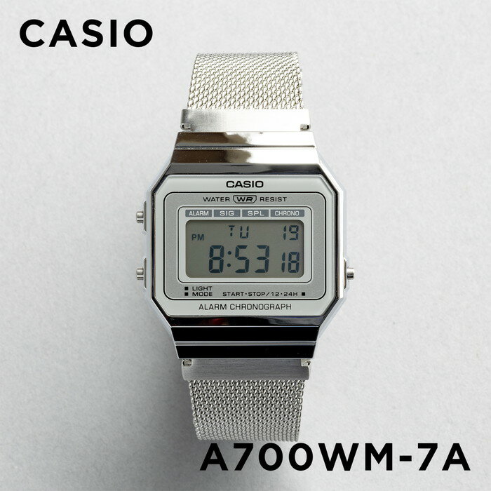 【10年保証】【日本未発売】CASIO カシオ スタンダード A700WM-7A 腕時計 メンズ レディース キッズ 子供 男の子 女の子 チープカシオ チプカシ デジタル 日付 グレー シルバー メッシュ 海外モデル