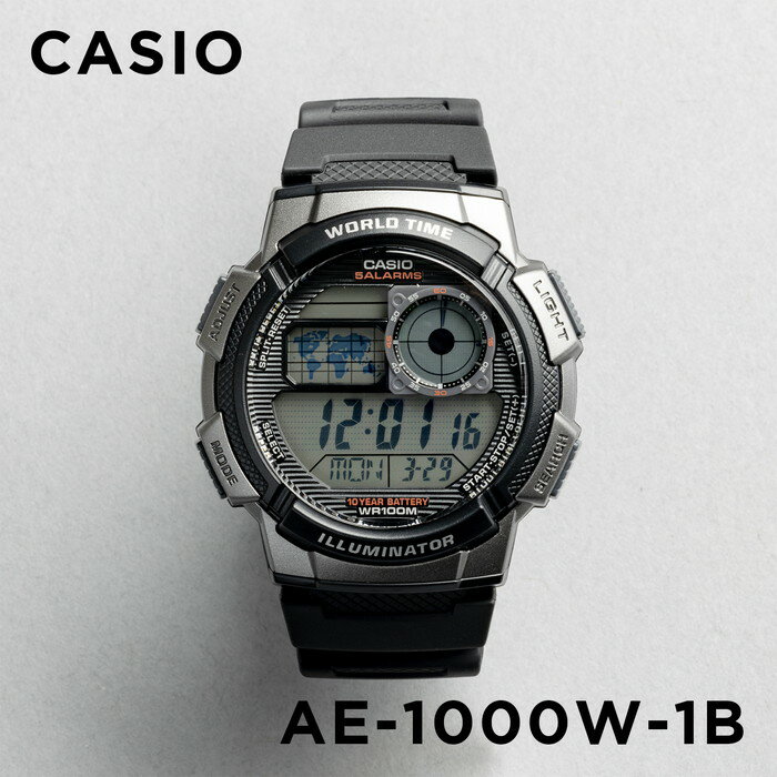 【10年保証】【日本未発売】CASIO カシオ スタンダード AE-1000W-1B 腕時計 メンズ レディース キッズ 子供 男の子 女の子 チープカシオ チプカシ デジタル 日付 防水 ブラック 黒 グレー 海外モデル