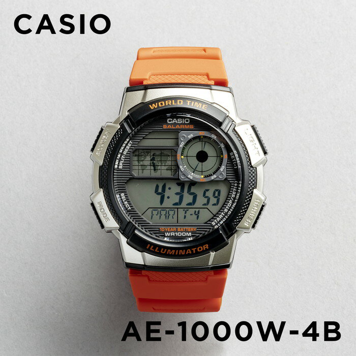 腕時計 メンズ（予算10000円以内） 【10年保証】【日本未発売】CASIO STANDARD カシオ スタンダード AE-1000W-4B 腕時計 時計 ブランド メンズ レディース キッズ 子供 男の子 女の子 チープカシオ チプカシ デジタル 日付 カレンダー 防水 オレンジ ブラック 黒 海外モデル ギフト プレゼント