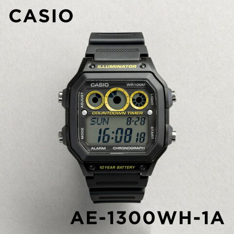 【10年保証】【日本未発売】CASIO カシオ スタンダード AE-1300WH-1A 腕時計 メンズ レディース キッズ 子供 男の子 女の子 チープカシオ チプカシ デジタル 日付 防水 ブラック 黒 イエロー 黄色 サッカー フットサル 審判 レフェリー 海外モデル