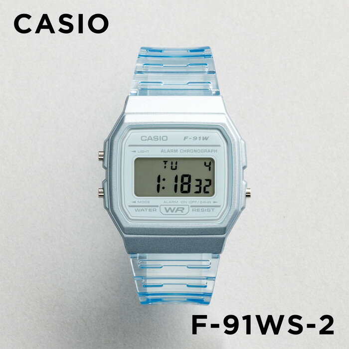 【10年保証】CASIO STANDARD カシオ スタンダード F-91WS-2 腕時計 時計 ブランド メンズ レディース キッズ 子供 男の子 女の子 チープカシオ チプカシ デジタル 日付 カレンダー ブルー 水色 スケルトン クリア ギフト プレゼント