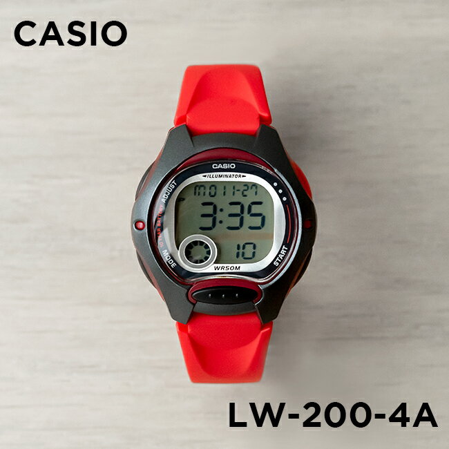 【10年保証】【日本未発売】CASIO STANDARD カシオ スタンダード LW-200-4A 腕時計 時計 ブランド レディース キッズ 子供 女の子 チープカシオ チプカシ デジタル 日付 カレンダー レッド 赤 ブラック 黒 海外モデル ギフト プレゼント