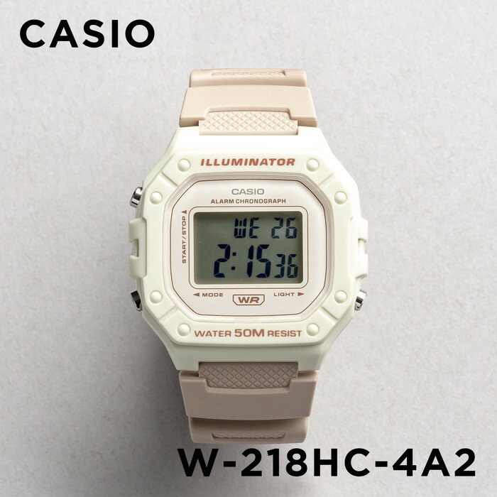 楽天つきのとけいてん【10年保証】【日本未発売】CASIO STANDARD カシオ スタンダード W-218HC-4A2 腕時計 時計 ブランド メンズ レディース キッズ 子供 男の子 女の子 チープカシオ チプカシ デジタル 日付 カレンダー ベージュ ピンク くすみカラー 海外モデル ギフト プレゼント