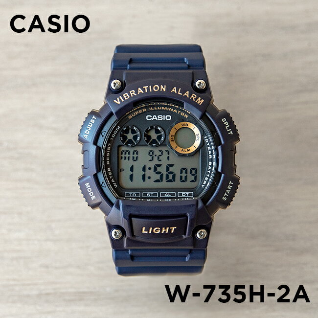 腕時計 メンズ(中学生・高校生) 【10年保証】【日本未発売】CASIO STANDARD カシオ スタンダード W-735H-2A 腕時計 時計 ブランド メンズ レディース キッズ 子供 男の子 女の子 チープカシオ チプカシ デジタル 日付 カレンダー 防水 ネイビー ブラック 黒 海外モデル ギフト プレゼント