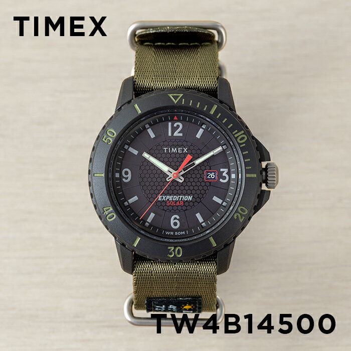 タイメックス 腕時計（メンズ） TIMEX EXPEDITION タイメックス エクスペディション ガラティン ソーラー 44MM TW4B14500 腕時計 時計 ブランド メンズ ミリタリー ダイバー風 アナログ ブラック 黒 カーキ ナイロンベルト ギフト プレゼント