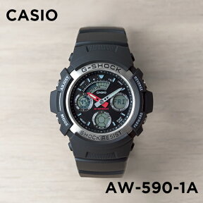 【10年保証】CASIO G-SHOCK カシオ Gショック AW-590-1A 腕時計 時計 ブランド メンズ キッズ 子供 男の子 アナデジ 日付 カレンダー 防水 ブラック 黒 シルバー ギフト プレゼント